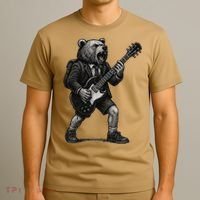 Rocking Bear Guitar Player Concert Festival Music Cool T-Shirt thumb 3