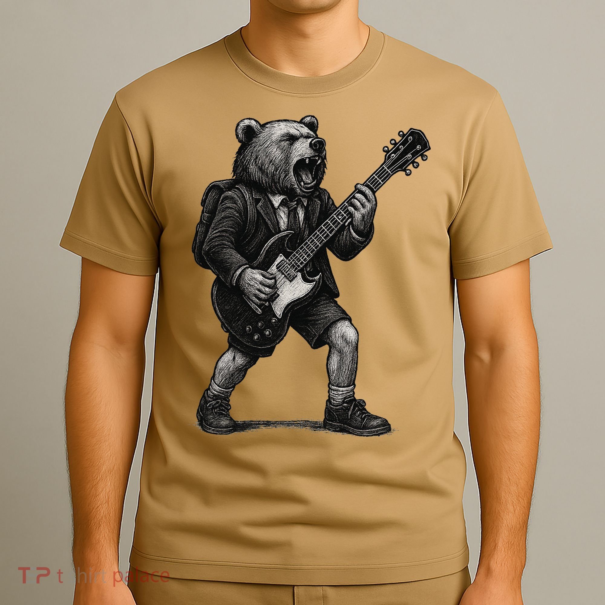 Rocking Bear Guitar Player Concert Festival Music Cool T-Shirt