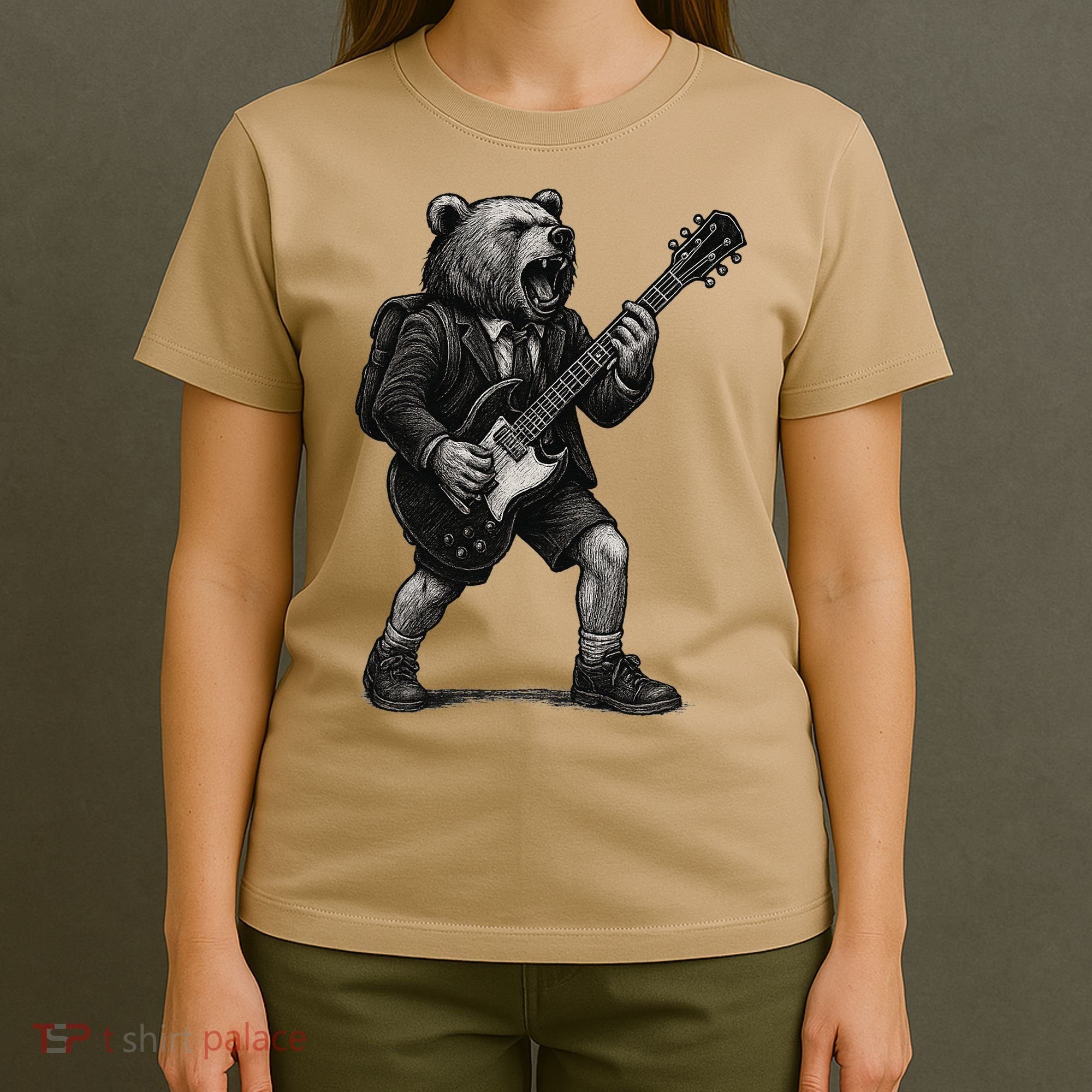 Rocking Bear Guitar Player Concert Festival Music Cool T-Shirt