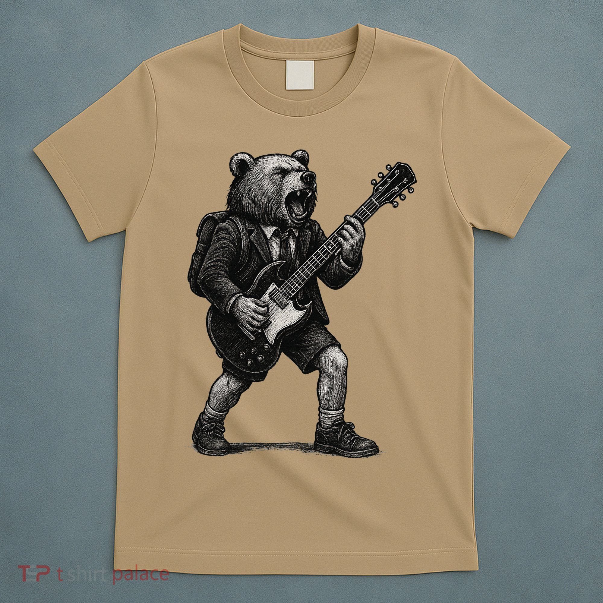 Rocking Bear Guitar Player Concert Festival Music Cool T-Shirt
