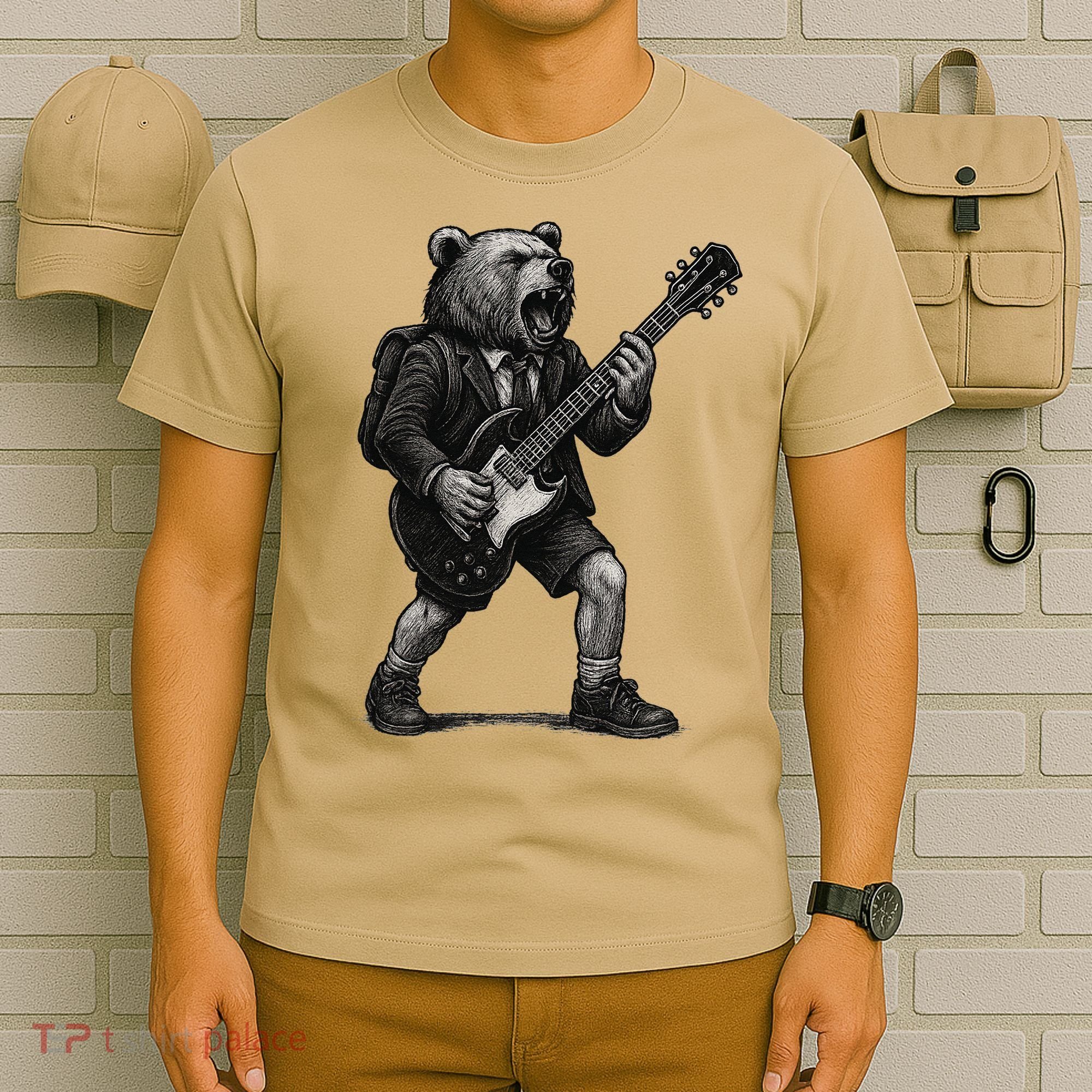 Rocking Bear Guitar Player Concert Festival Music Cool T-Shirt