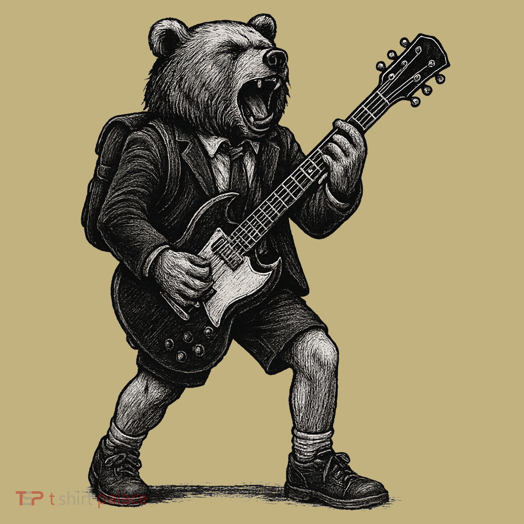 Rocking Bear Guitar Player Concert Festival Music Cool T-Shirt