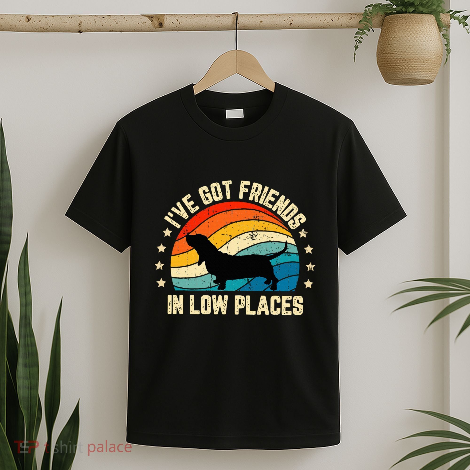 Retro Basset Hound IVe Got Friends In Low Places T-Shirt