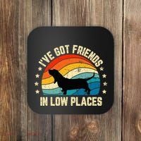 Retro Basset Hound IVe Got Friends In Low Places Coaster thumb 0
