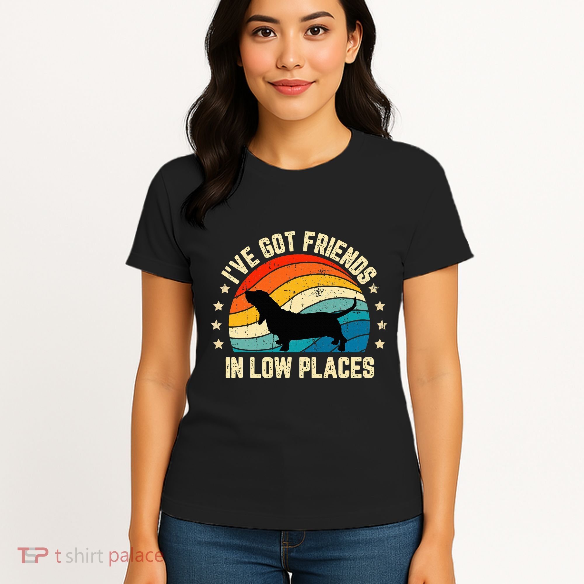 Retro Basset Hound IVe Got Friends In Low Places Women's T-Shirt