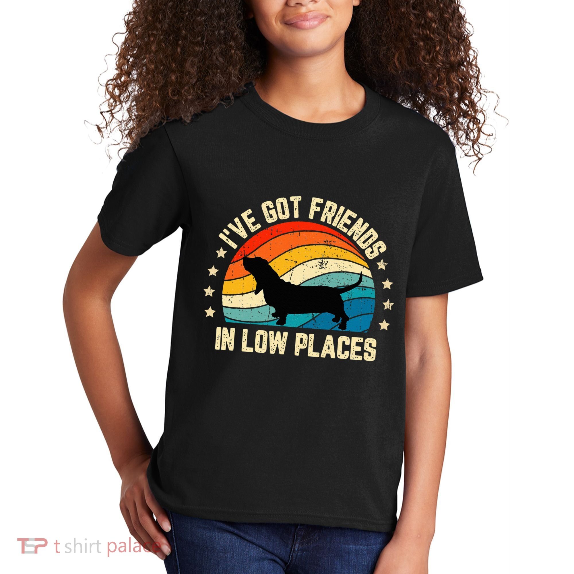 Retro Basset Hound IVe Got Friends In Low Places Kids T-Shirt