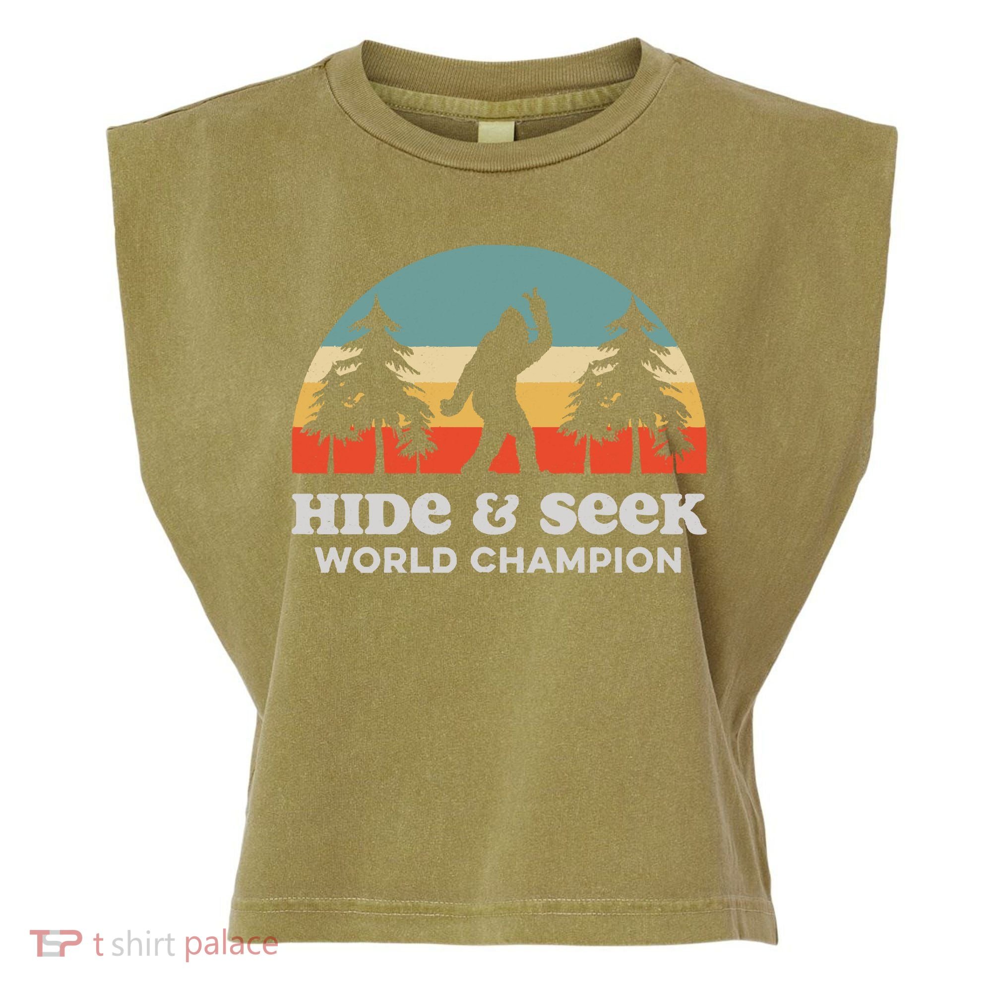 Retro Bigfoot Hide &Amp; Seek World Champion Garment-Dyed Women's Muscle Tee