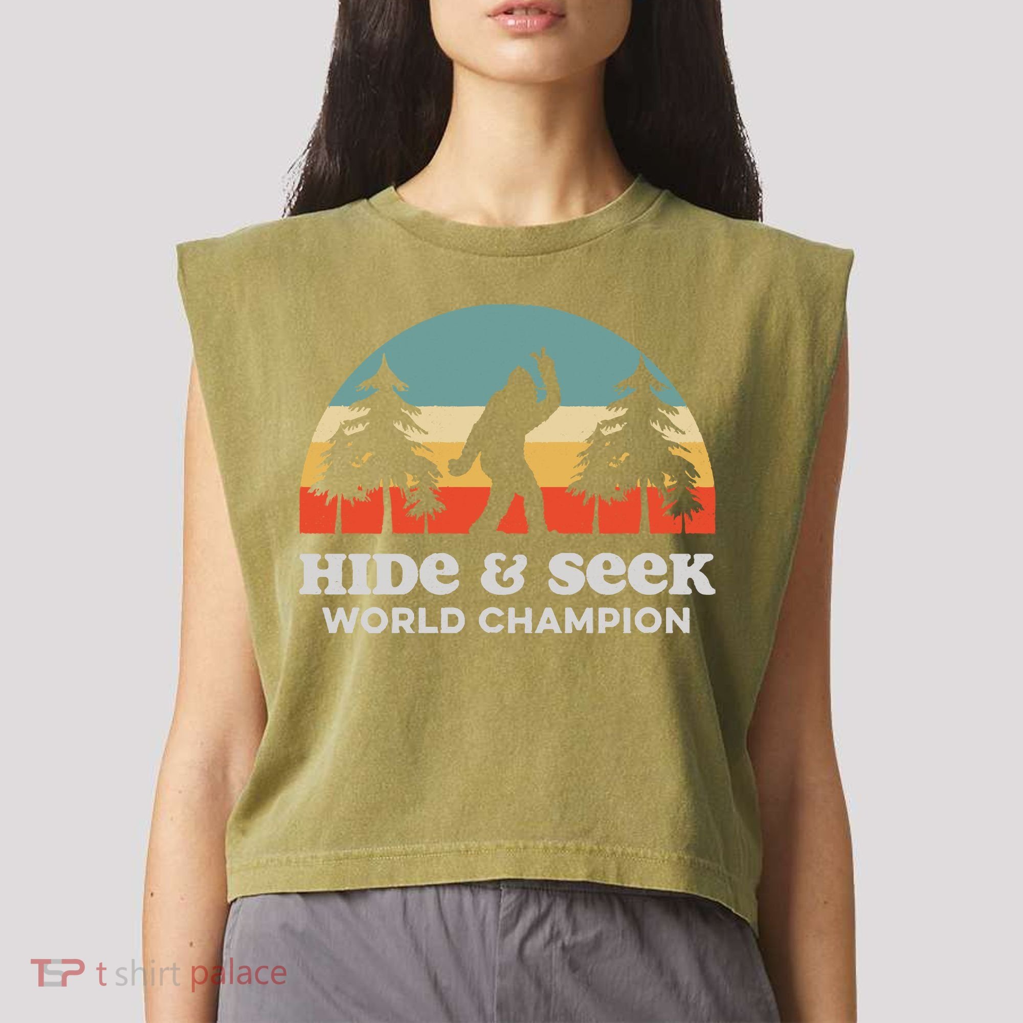 Retro Bigfoot Hide &Amp; Seek World Champion Garment-Dyed Women's Muscle Tee