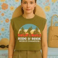Retro Bigfoot Hide &Amp; Seek World Champion Garment-Dyed Women's Muscle Tee thumb 4