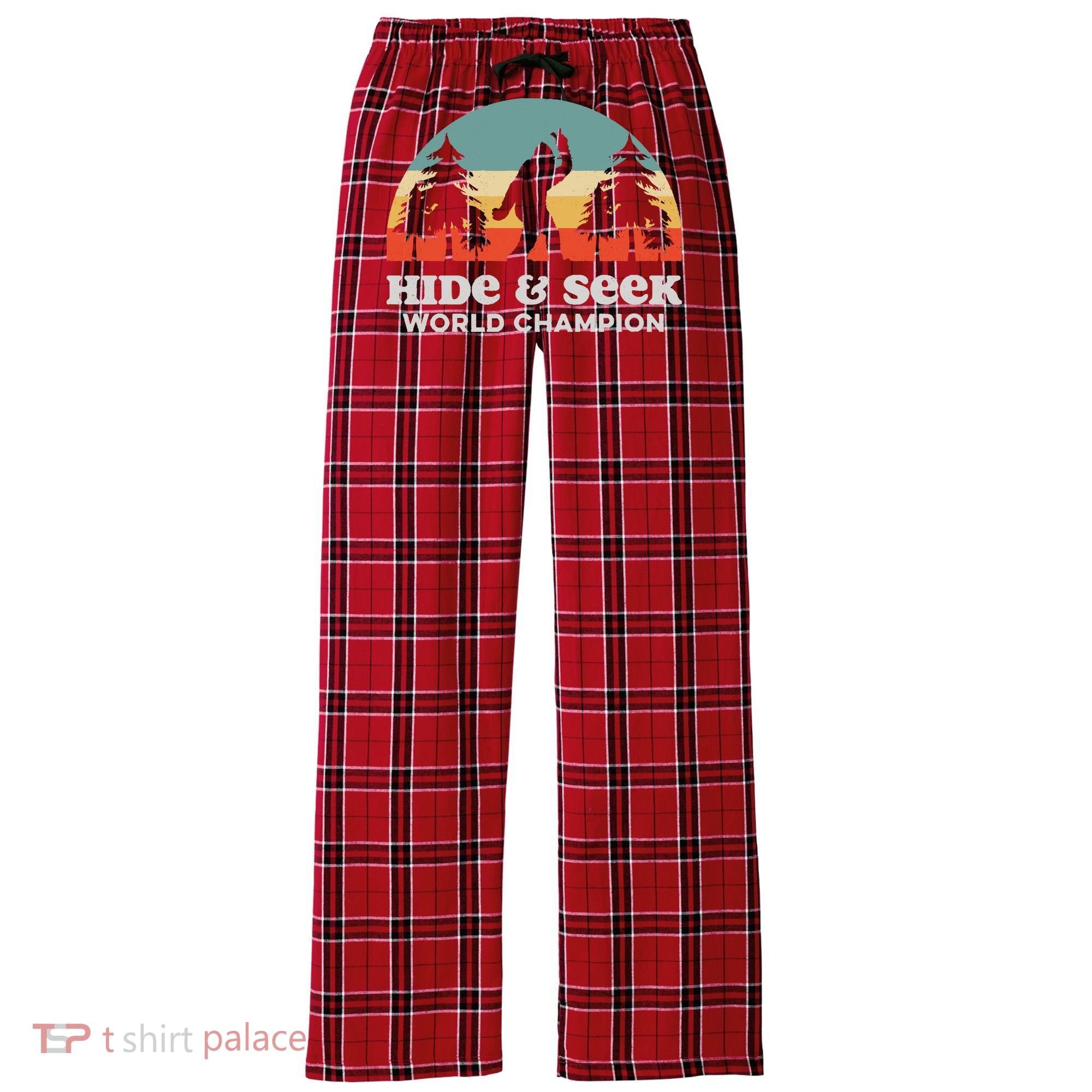 Retro Bigfoot Hide &Amp; Seek World Champion Women's Flannel Plaid Pajama Pants