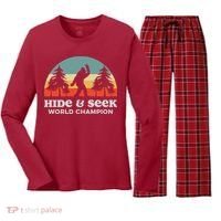 Retro Bigfoot Hide &Amp; Seek World Champion Women's Long Sleeve Flannel Pajama Set  thumb 0