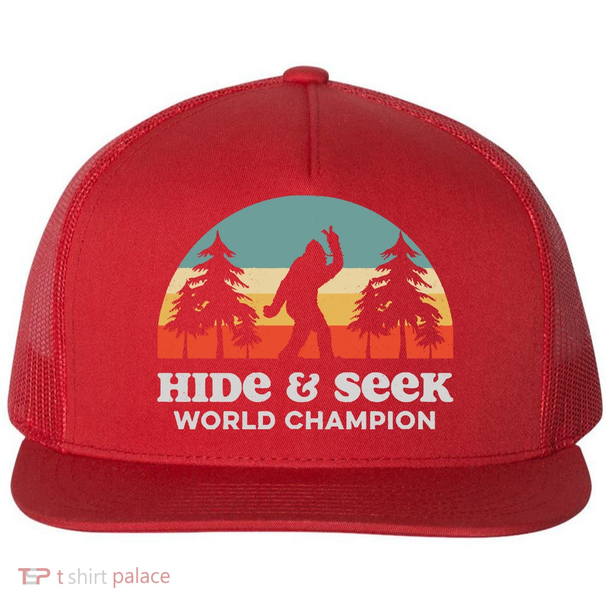 Retro Bigfoot Hide &Amp; Seek World Champion Flat Bill Trucker Hat
