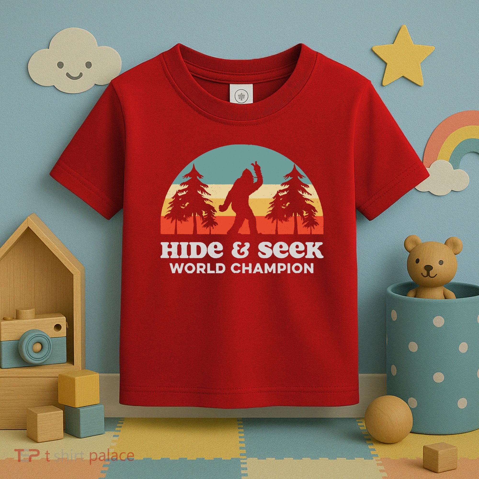 Retro Bigfoot Hide &Amp; Seek World Champion Toddler T-Shirt