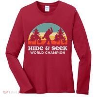 Retro Bigfoot Hide &Amp; Seek World Champion Women's Long Sleeve Shirt thumb 0