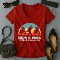 Retro Bigfoot Hide &Amp; Seek World Champion Women's V-Neck T-Shirt thumb 2