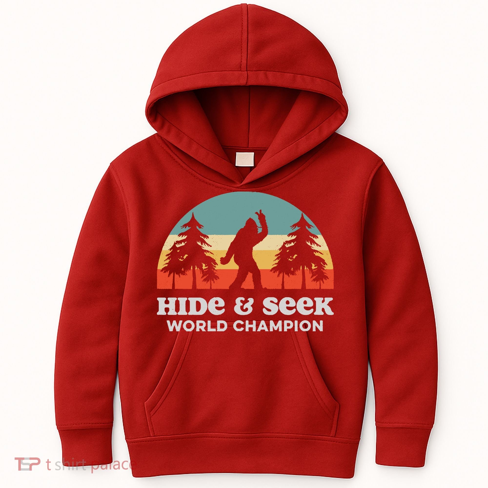 Retro Bigfoot Hide &Amp; Seek World Champion Kids Hoodie
