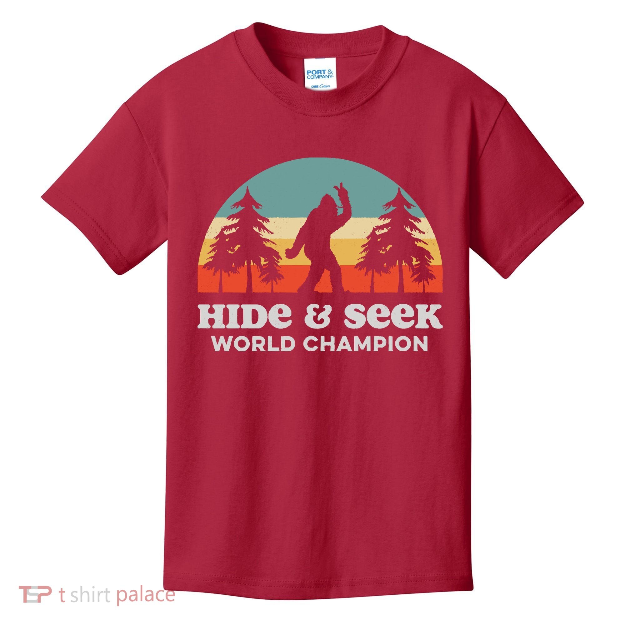 Retro Bigfoot Hide &Amp; Seek World Champion Kids T-Shirt