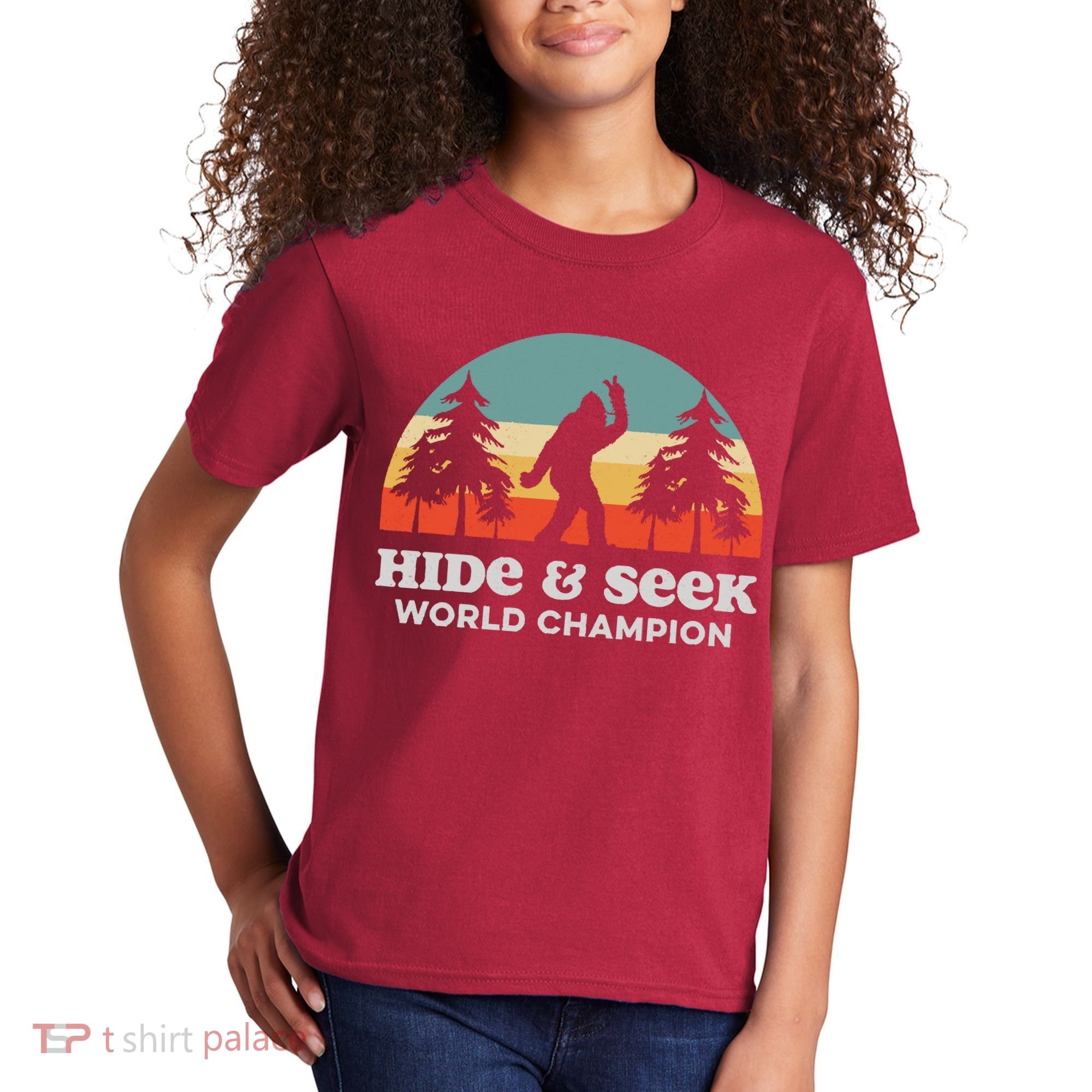 Retro Bigfoot Hide &Amp; Seek World Champion Kids T-Shirt