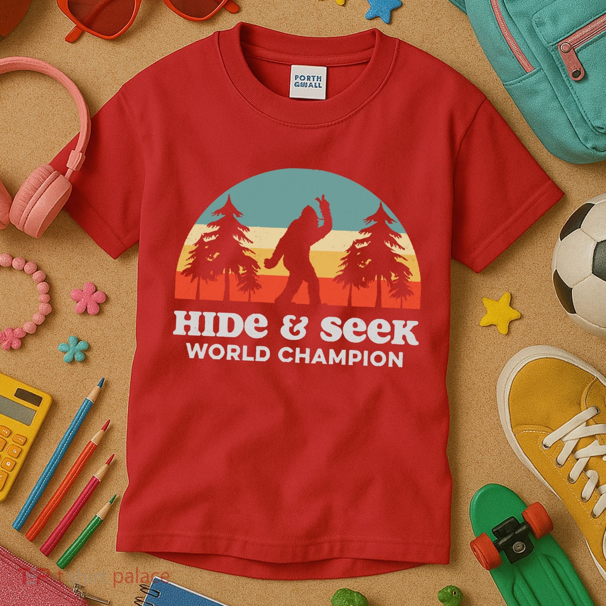 Retro Bigfoot Hide &Amp; Seek World Champion Kids T-Shirt