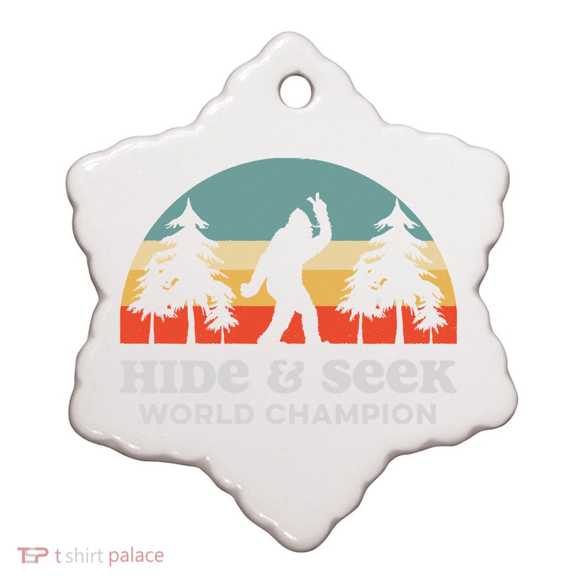Retro Bigfoot Hide &Amp; Seek World Champion Ceramic Ornament