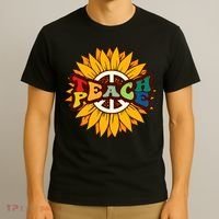 Retro Boho Hippie Vintage Kindness Vibe Teacher Teach Peace T-Shirt thumb 3