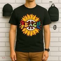 Retro Boho Hippie Vintage Kindness Vibe Teacher Teach Peace T-Shirt thumb 6