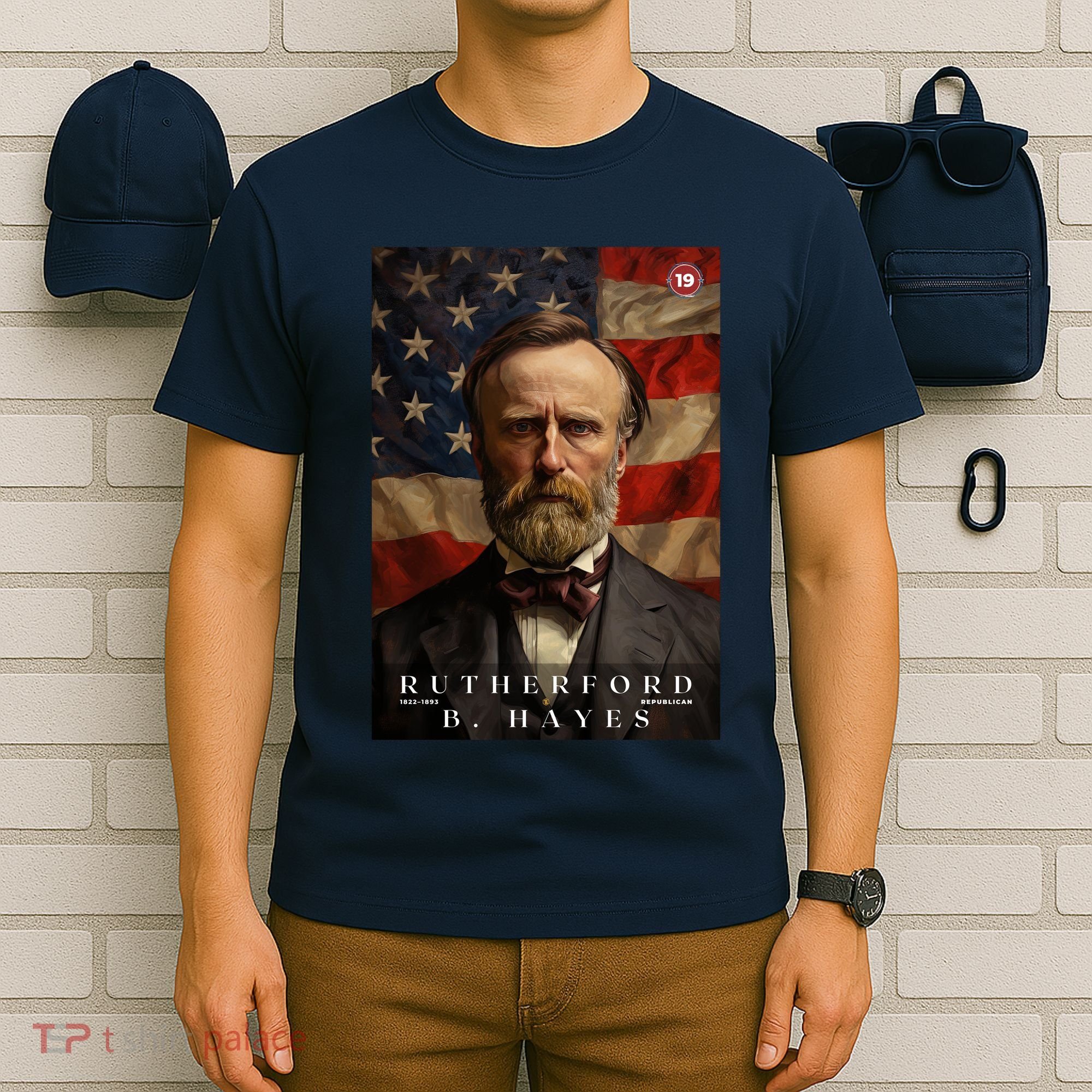 Rutherford B. Hayes 19th President Of The United States Portrait T-Shirt