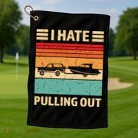 Retro Boating I Hate Pulling Out Funny Boat Captain Gift Golf Towel thumb 1