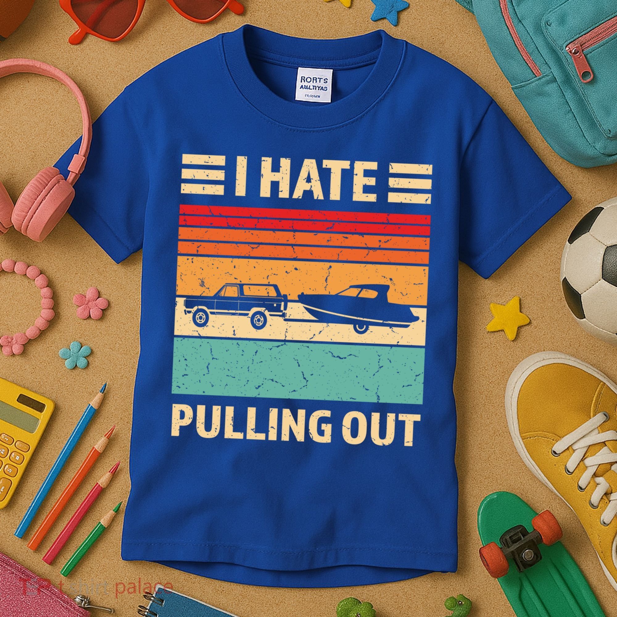 Retro Boating I Hate Pulling Out Funny Boat Captain Gift Kids T-Shirt