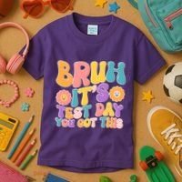 Retro Bruh Its Test Day You Got This Kids T-Shirt thumb 3