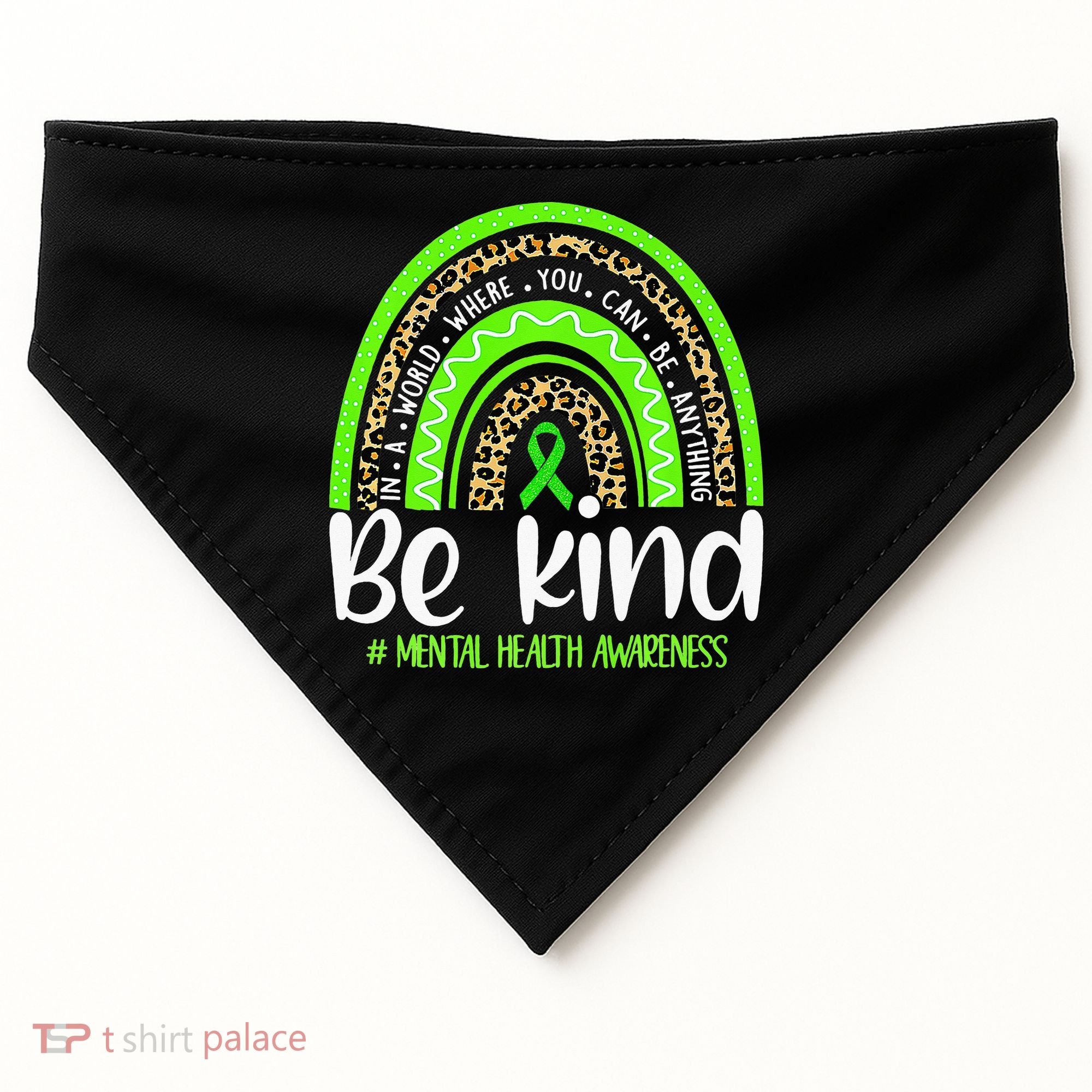 Rainbow Be Kind Mental Health Awareness USA-Made Doggie Bandana
