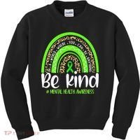 Rainbow Be Kind Mental Health Awareness Kids Sweatshirt thumb 0