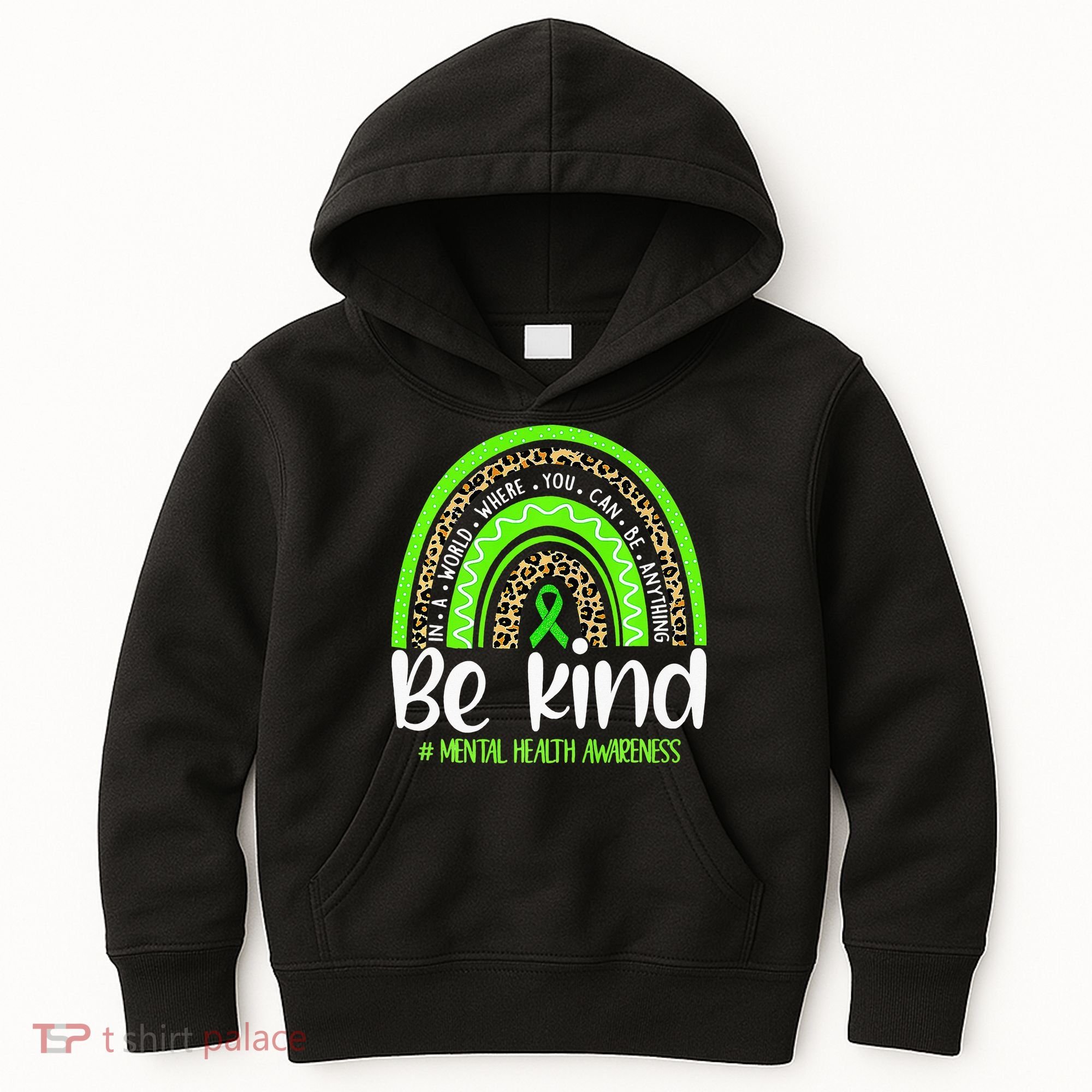 Rainbow Be Kind Mental Health Awareness Kids Hoodie