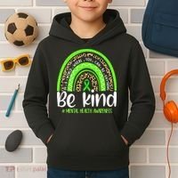 Rainbow Be Kind Mental Health Awareness Kids Hoodie thumb 2
