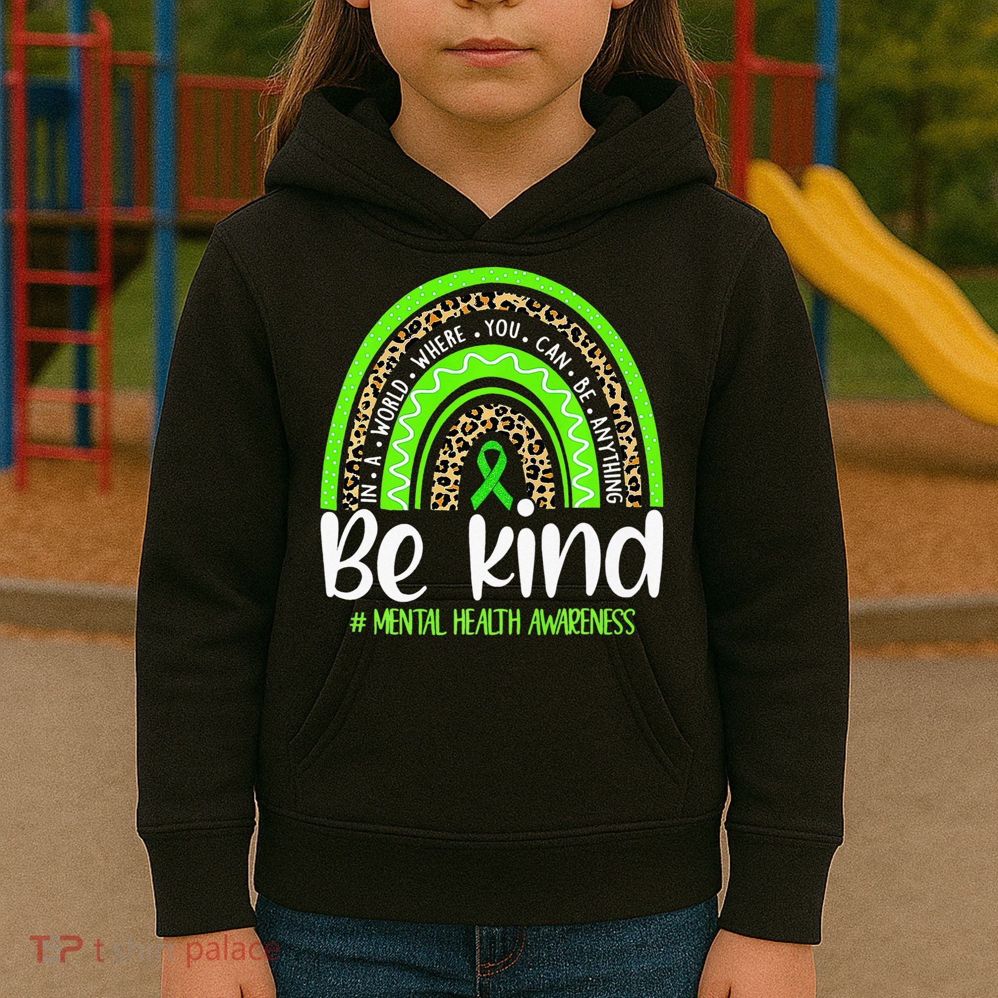 Rainbow Be Kind Mental Health Awareness Kids Hoodie