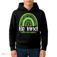 Rainbow Be Kind Mental Health Awareness Kids Hoodie thumb 4