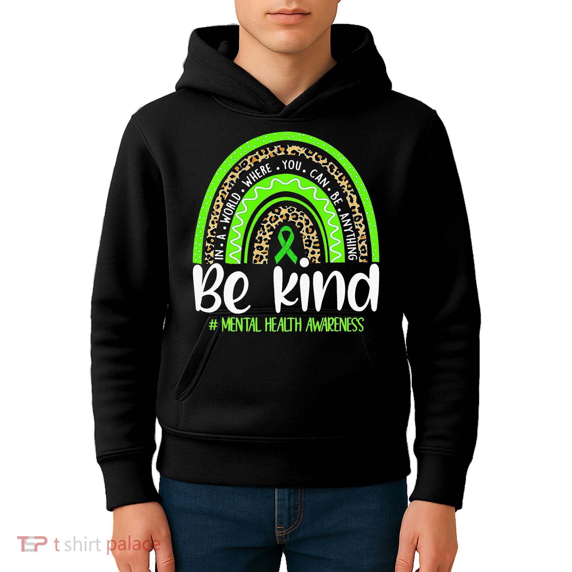 Rainbow Be Kind Mental Health Awareness Kids Hoodie
