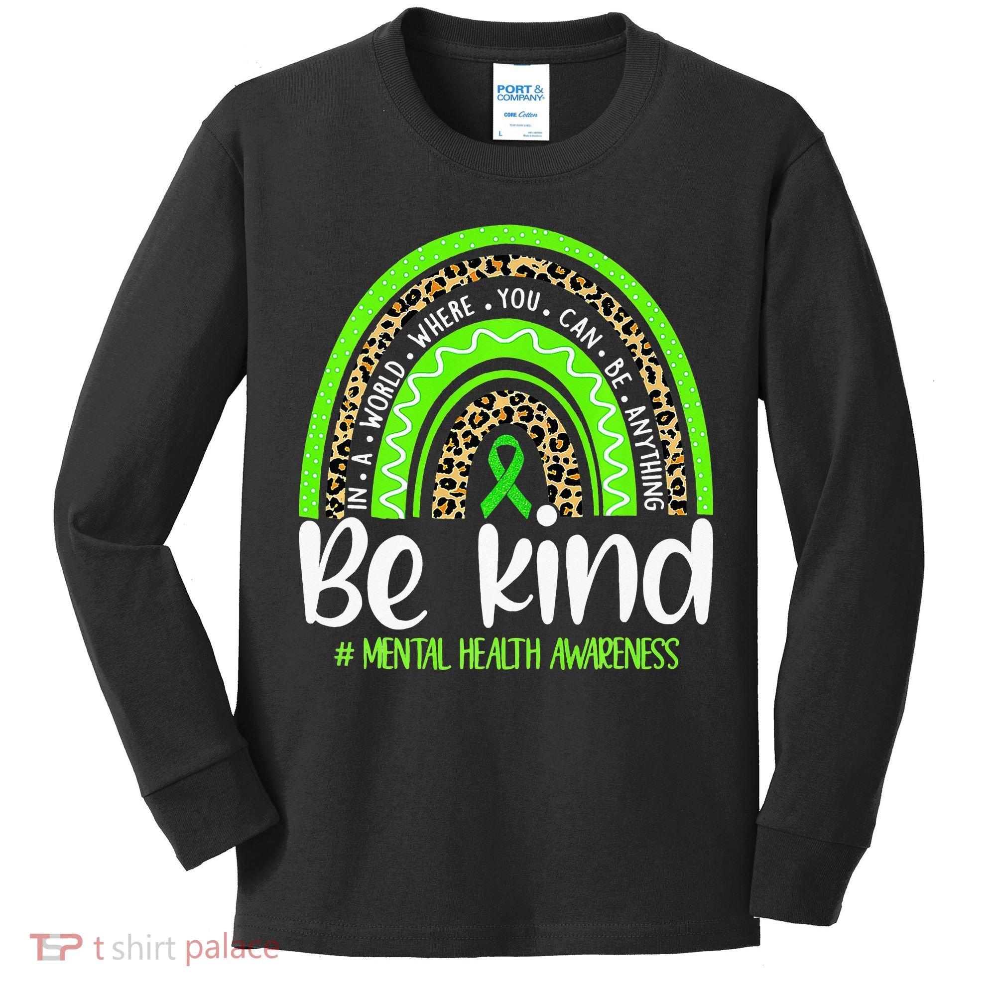 Rainbow Be Kind Mental Health Awareness Kids Long Sleeve Shirt
