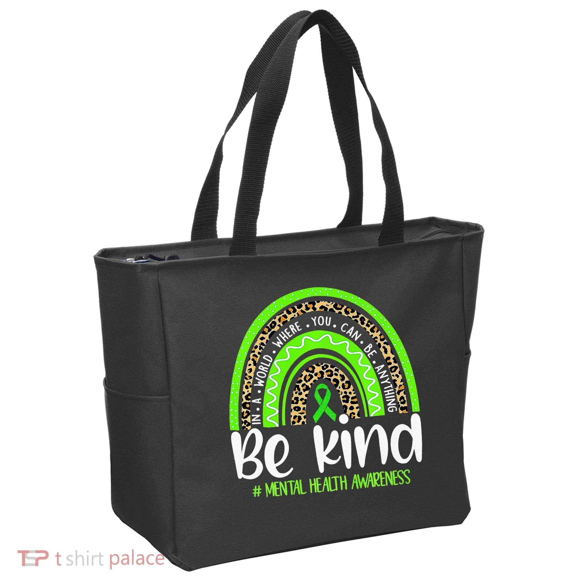 Rainbow Be Kind Mental Health Awareness Tote Bag