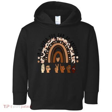 Rainbow Be Kind Sign Language We Wear Orange For Unity Day Toddler Hoodie
