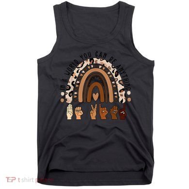 Rainbow Be Kind Sign Language We Wear Orange For Unity Day Tank Top