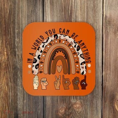 Rainbow Be Kind Sign Language We Wear Orange For Unity Day Coaster