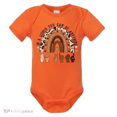 Rainbow Be Kind Sign Language We Wear Orange For Unity Day Baby Bodysuit