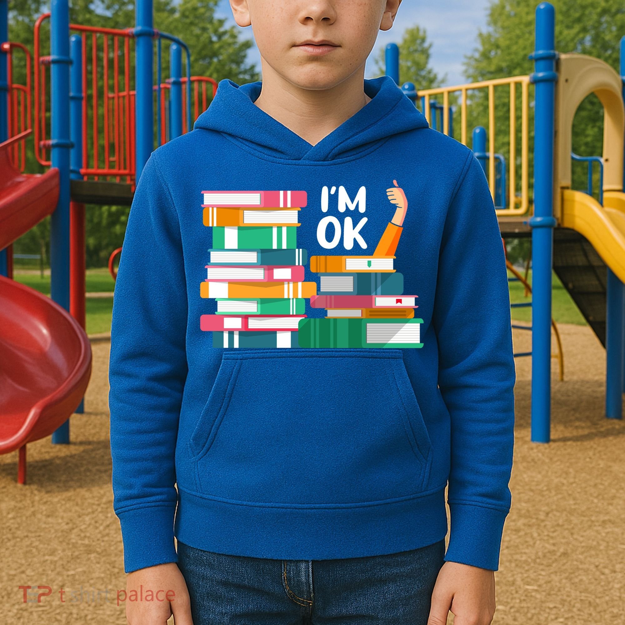 Reading Book Lovers I'm Ok National Book Lovers Day Cute Gift Kids Hoodie