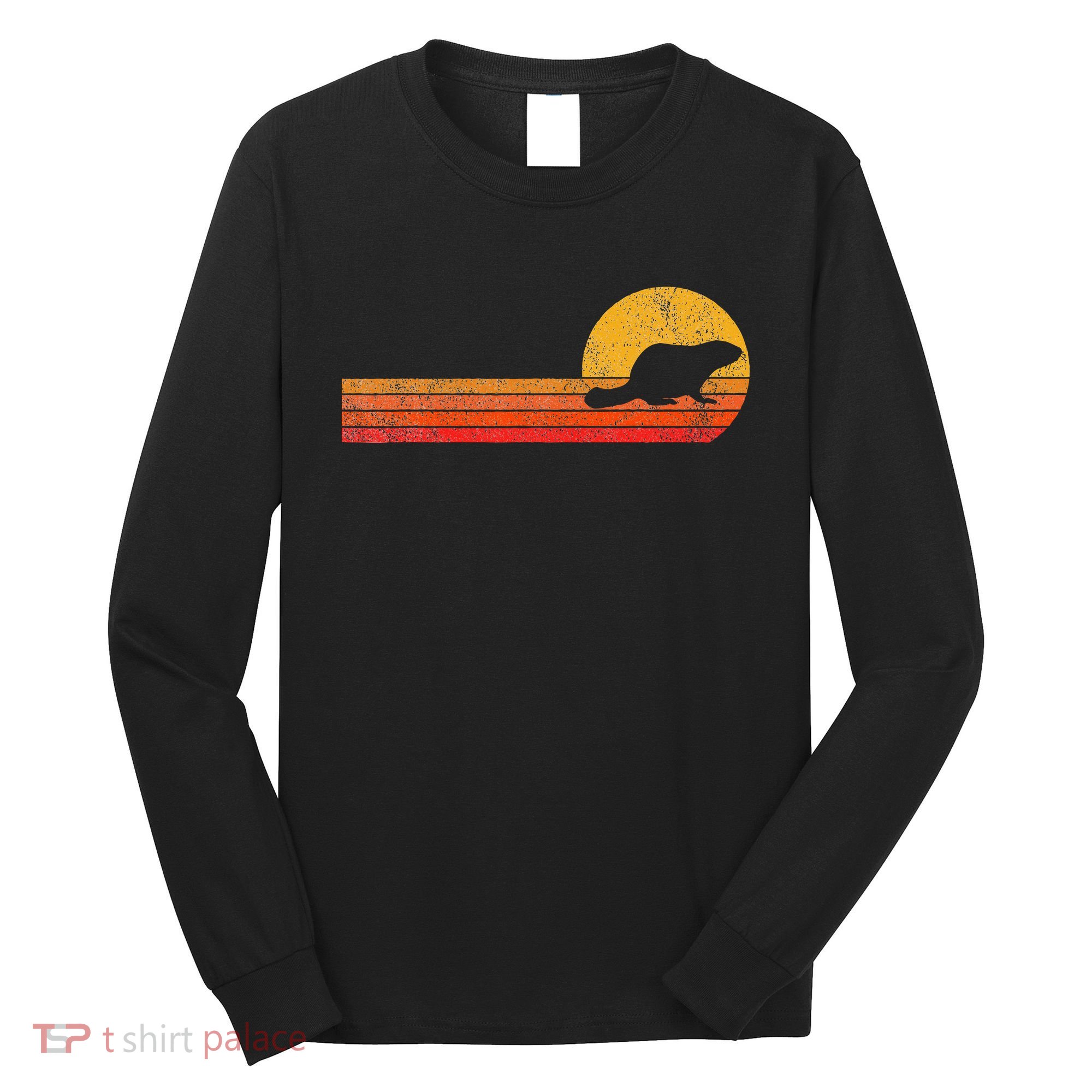 Retro Beaver Lover Funny Beaver Vintage Long Sleeve Shirt