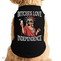 Retro Bitches Love Independence Funny Doggie Tank thumb 0