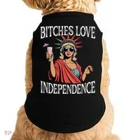 Retro Bitches Love Independence Funny Doggie Tank thumb 0