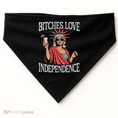 Retro Bitches Love Independence Funny USA-Made Doggie Bandana