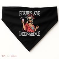 Retro Bitches Love Independence Funny USA-Made Doggie Bandana thumb 0