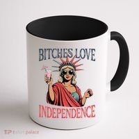 Retro Bitches Love Independence Funny Coffee Mug thumb 1